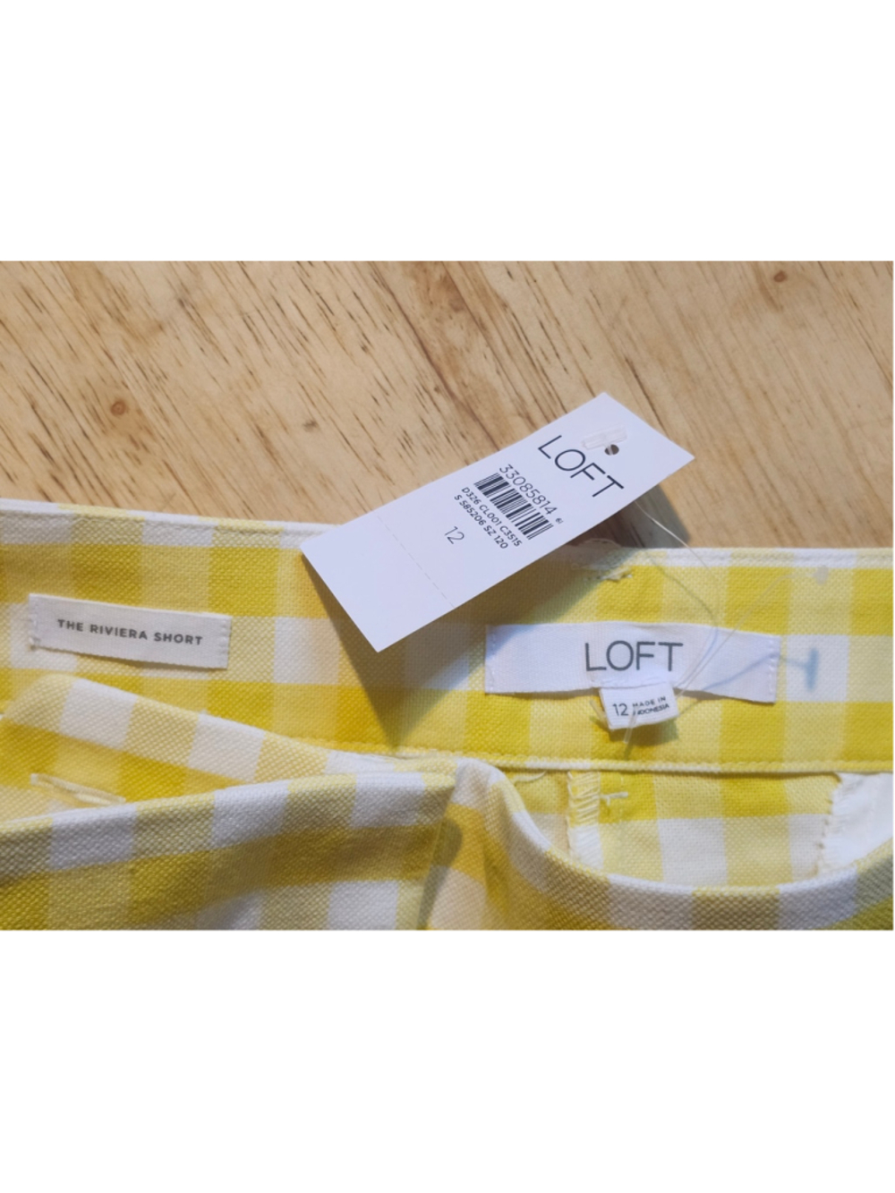 Women's LOFT The Riviera Shorts Size 12 Yellow White Gingham NWT - Picture 4 of 5